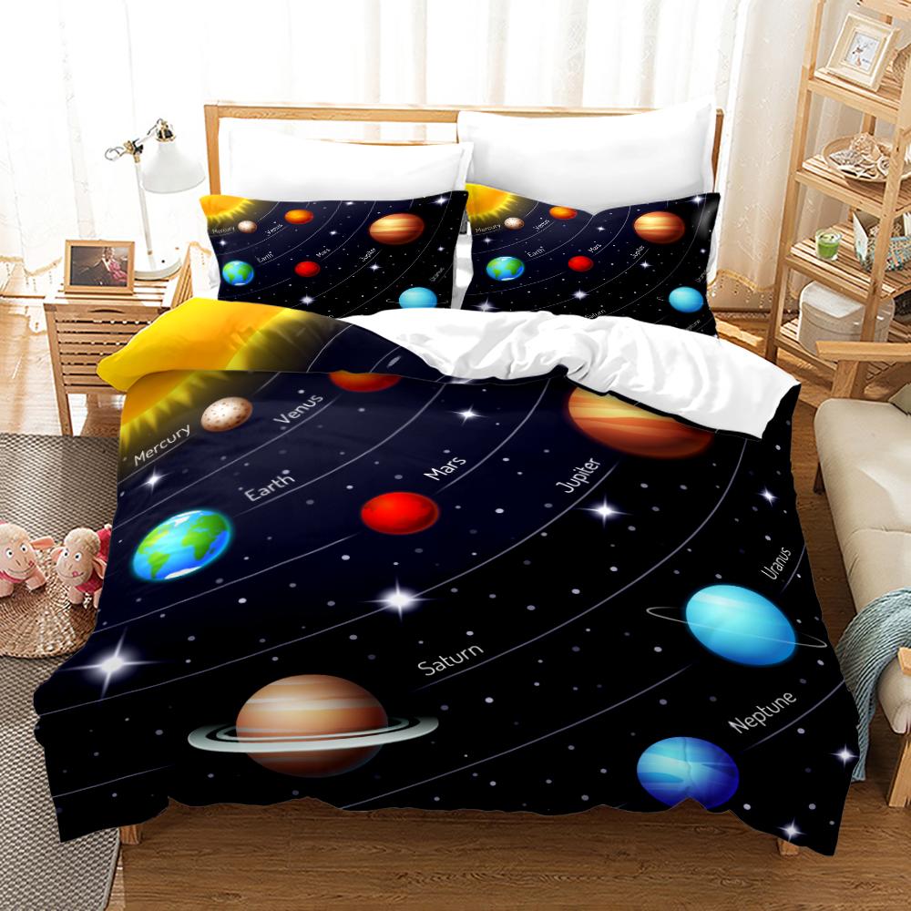 Space Galaxy Bedding Set Bedspread Single Twin Full Queen King Size Sky Milky Way Planet Bed Set Aldult Kid Duvetcover 06