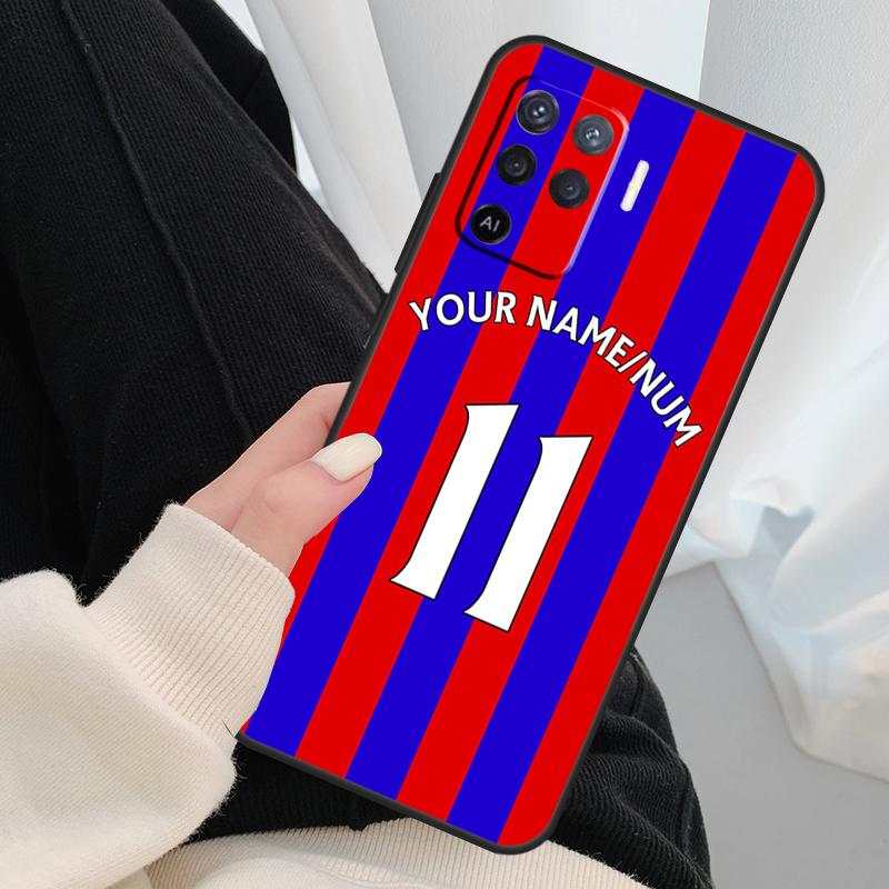 Personalised Football Number Strips Phone Case For OPPO A5 A9 2020 A31 A53 A53S A1K A15 A16 A52 A72 A83 A91 A93 A54 A74 A94