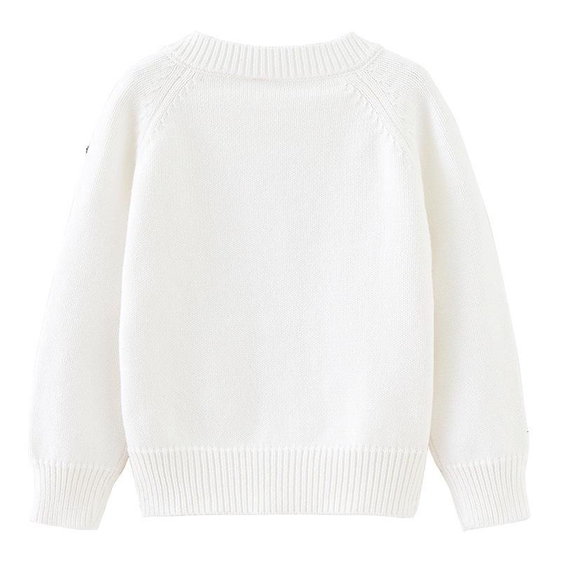 Hand-Crocheted Spring & Autumn Colorful Pom-Pom Girl's Cotton Cardigan