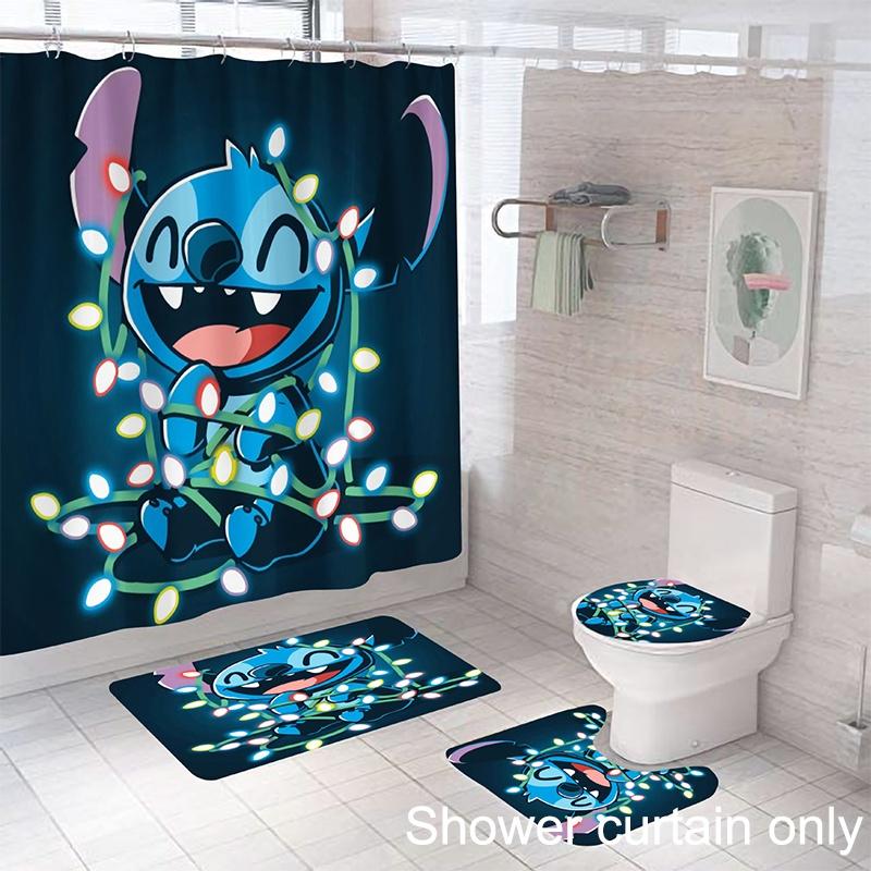Lilo Stitch Duschvorhang Wasserdicht Schimmelresistent Und Niedlich Heimdekoration