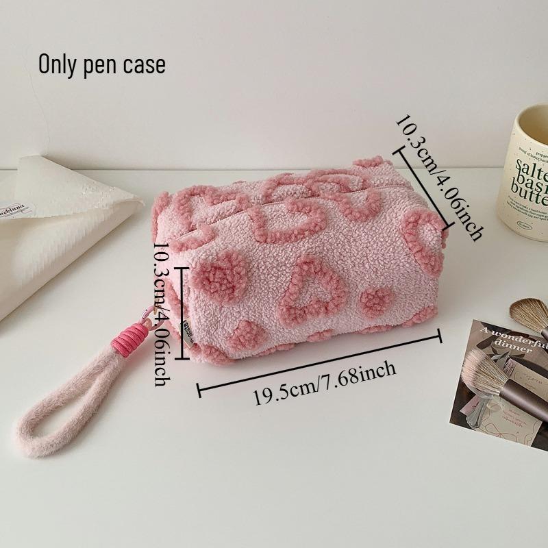 

1pcs High Appearance Caring Plush Storage Bag for Student Large Capacity Pencil Case Portable Handheld Account Material Storage