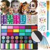 Face Paint Palette, Halloween and Easter Face Painting Makeup, Bright Colors, Quick Drying, Glitter, Gradient Effects & Stencils