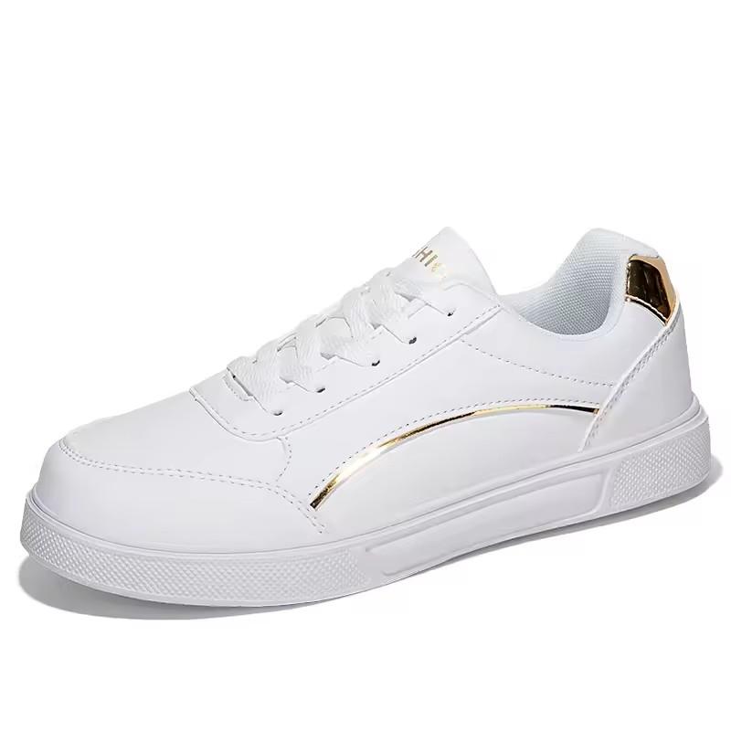 

Обувь на шнуровке Вулканизированные Мужские Кроссовки из ПУ кожи Корейская мода Все сочетающиеся Модная обувь Новые Мужские Маленькие Белые 39 белого золота