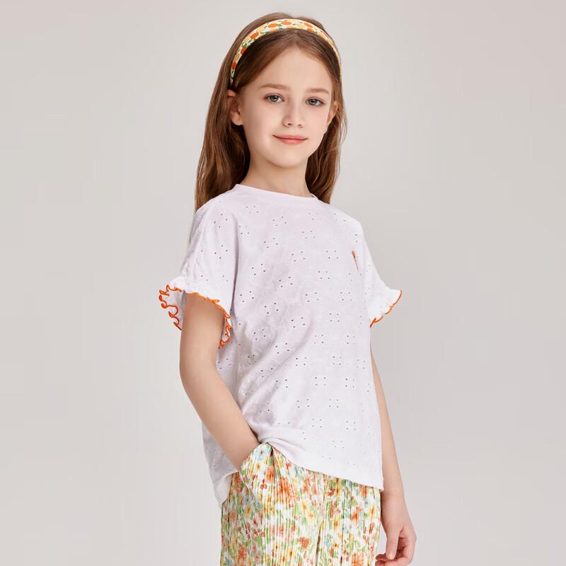 PawinPaw Girls  Cartoon Bear Contrast Lace Short Sleeve T-Shirt 110