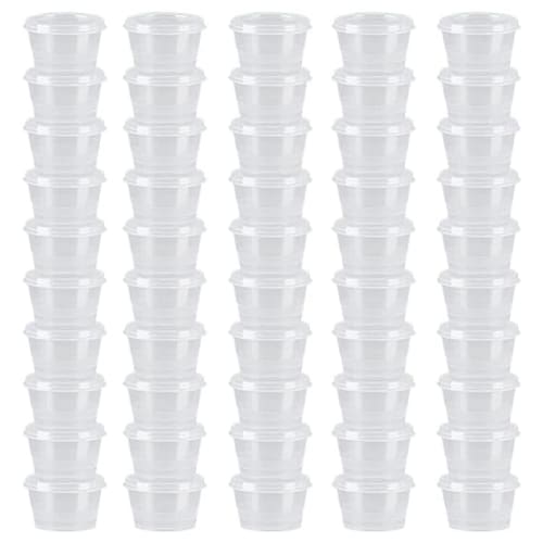 Avrpqiwy 200-Pack Disposable Portion Cups with Lids, 40ml Airtight Souffl? Cups, Plastic Shot Cups for Sauces