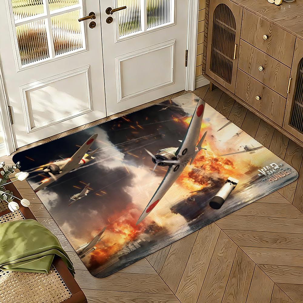 War Thunder Floor Mat Soft Thickened Absorbent Non-Slip Bedroom Living Room Door Mat Home Decor Flannel Rugs