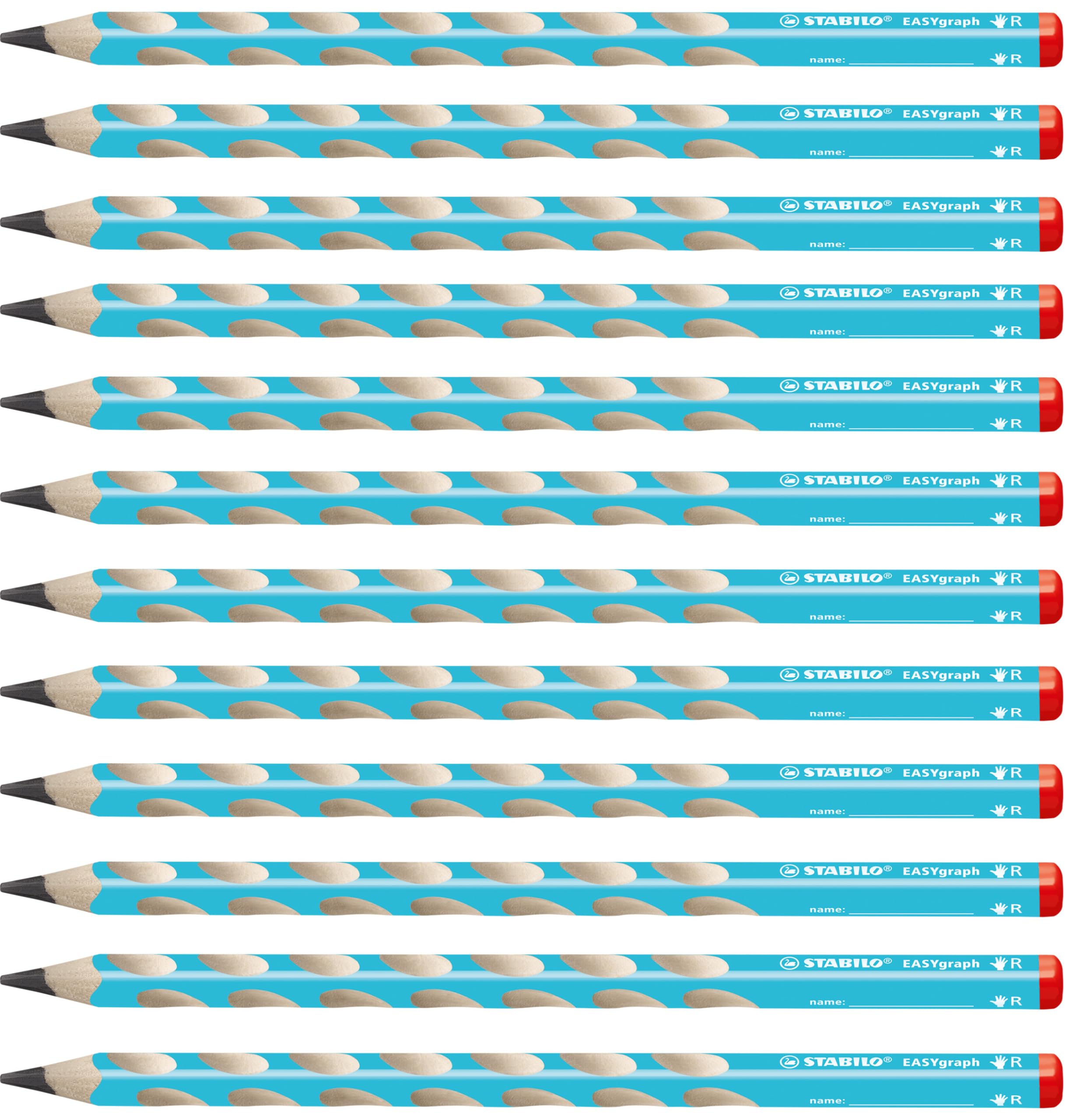 

STABILO EasyGraph 2B Blue Pencils for Triangular Corrects Personalized with for Boys and 12 Right-Handed Children, Shape, Grip, Name, Girls, Pencils, синий
