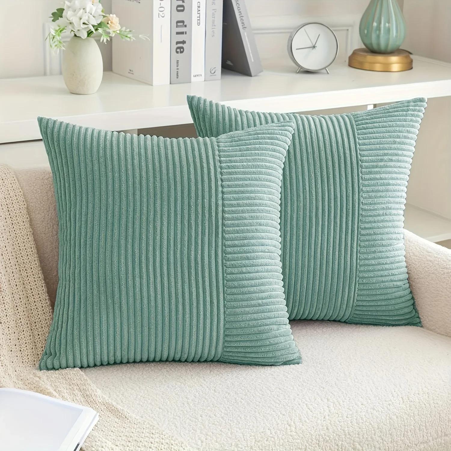 

Бежевая полосатая лоскутная вельветовая наволочка 18x18 Мягкая плюшевая наволочка для диванной подушки для дивана Уютная современная наволочка 45X45CM 1Pcs