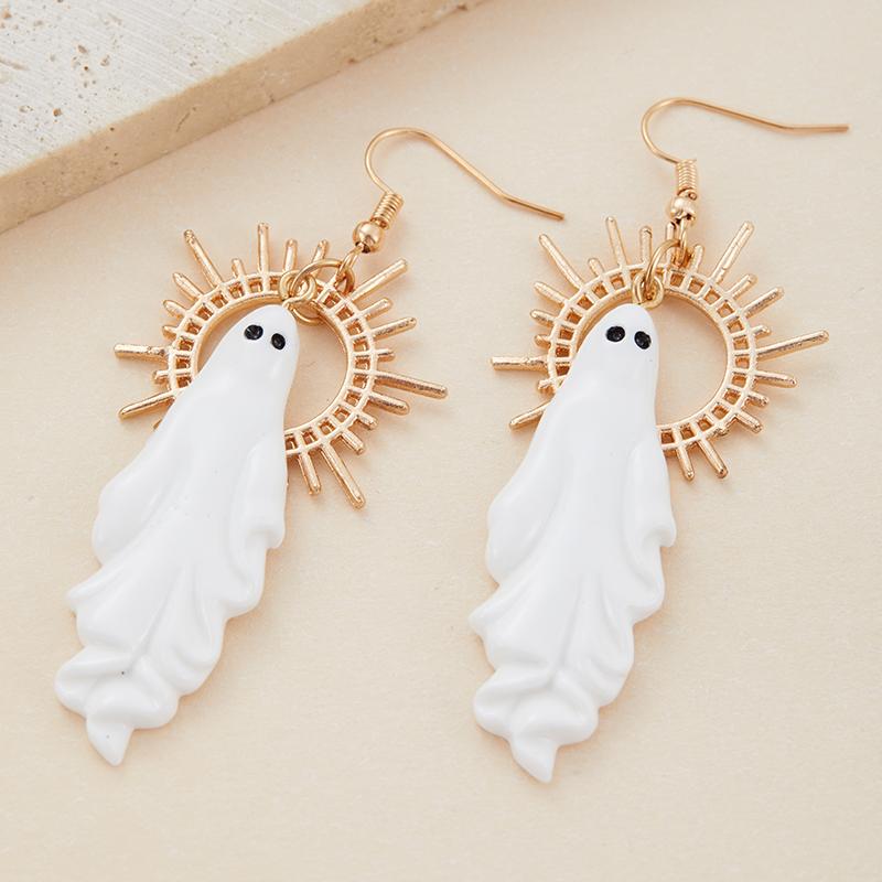 Personalized and Creative Halloween Ghost Pendant Earrings, Suitable for Women's Holiday Accessories, Anniversary Gift for Wives