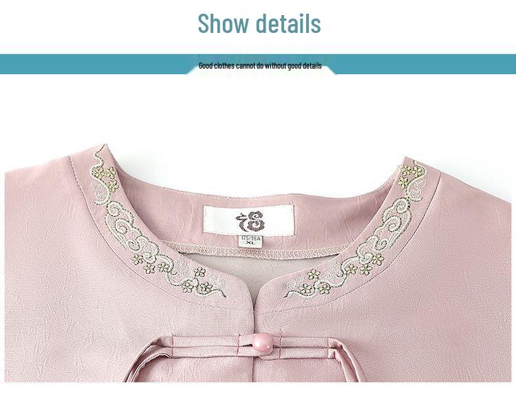 Chinese Style Summer Suit: Fashionable Three-Quarter Sleeve Two-Piece Set for Middle-Aged and Elderly Women