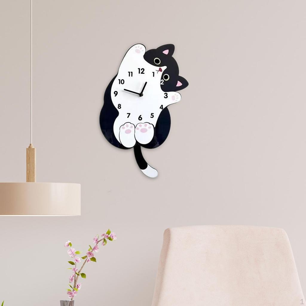 Cartoon Clock Home Decor Decorative Housewarming Gift Wall Art Silent for Bathroom Dorm
