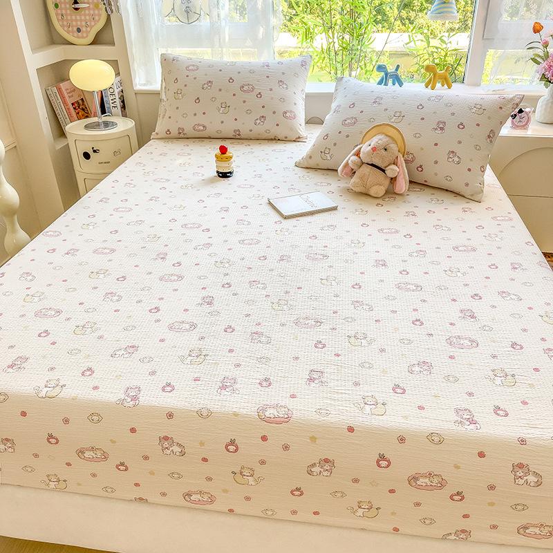 Σεντόνι με λάστιχο Μονό Τεμάχιο Νέο Μαλακό Πλυμένο Βαμβακερό Σεντόνι με Λάστιχο Προστατευτικό Στρώματος Αντιολισθητικό Αναπνέον Σεντόνι Καθολικό για Όλες τις Εποχές