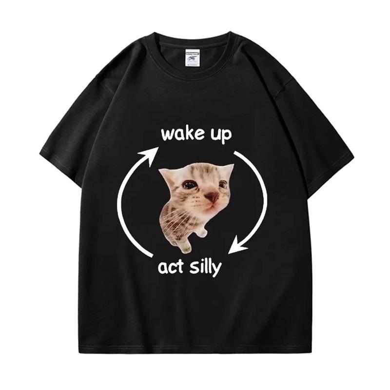 Wake Up & Act Silly: Crying Banana Cat Meme T-shirt