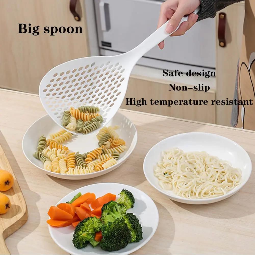 Strainer Scoop Colander Slotted Pasta Spoon Plastic Skimmer Spoon with Handle Food Drain Shovel for Kitchen Cooking