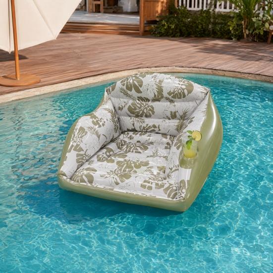 Inflatable Pool Floats for Adult, Heavy Duty Floating Lounge Chair, Swimming Pool Hammock Seat with Cup Holder for Summer Party, Lake Beach