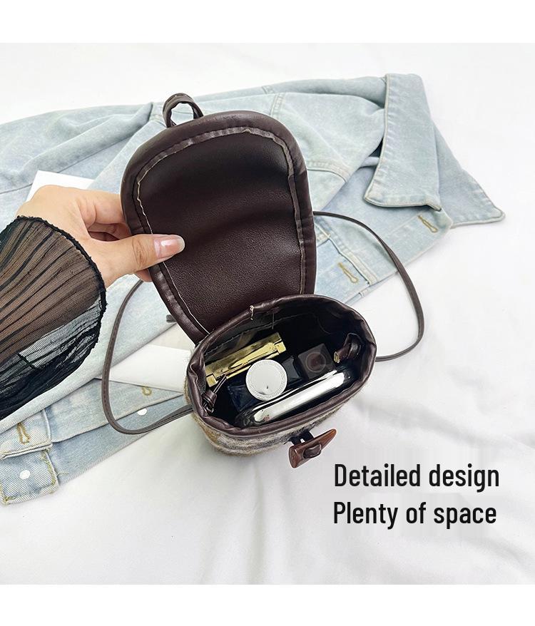 Women's Woolen Plaid Crossbody Mini Phone Bag - Lock Design 2025 Edition