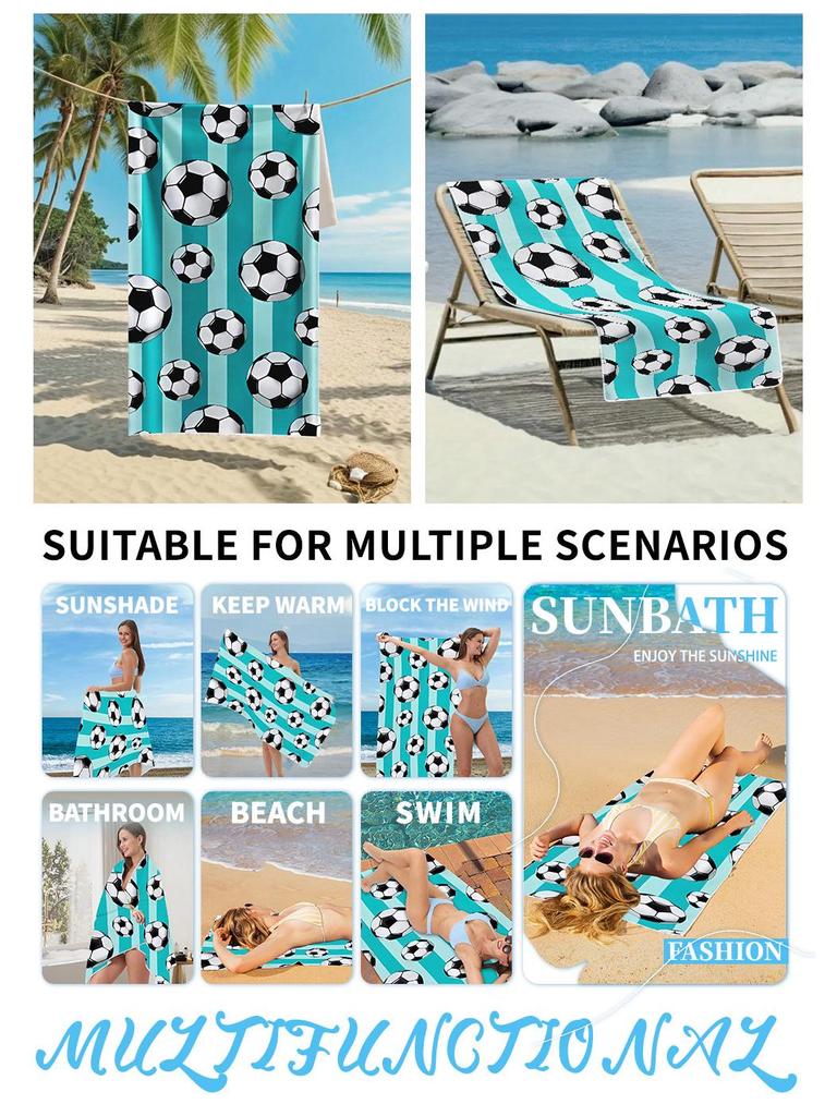 Durable Fade-Resistant Microfiber Football Beach & Pool Towel