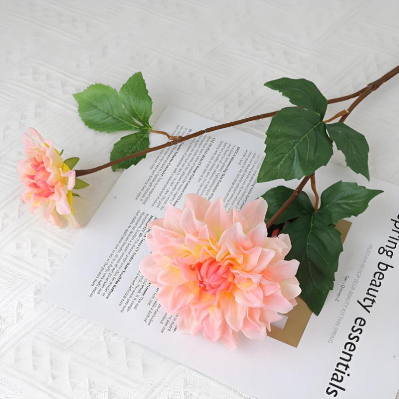 Artificial Wet Feeling Single Dahlia Artificial Flower Home Living Room Decoration Valentine'S Day Wedding Party Decoration