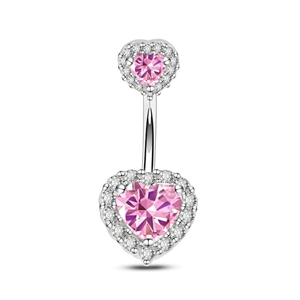 Liebe Zirkon Bauchnabelring Strass Körperpiercing Schmuck Doppelherz Bauchnabelring Mädchen