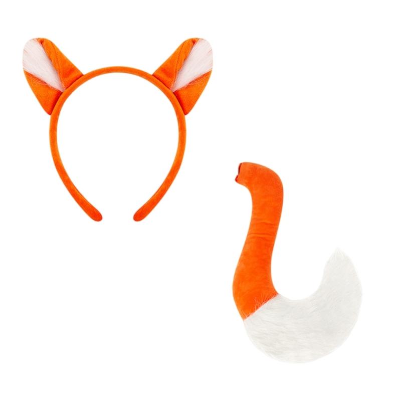 Child Animal Role Play Costume Animal Ear Headband Tail Skirt Halloween Animal Outfit Accessory for Kid Boy Girl Cosplay