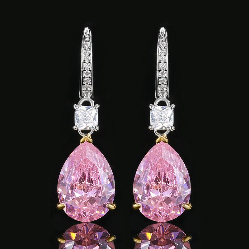 

Ювелирные изделия Медное основание Позолоченные Ретро Имитация Красного Корунда Капля воды Пусеты Подвеска Основной камень 10 * 14