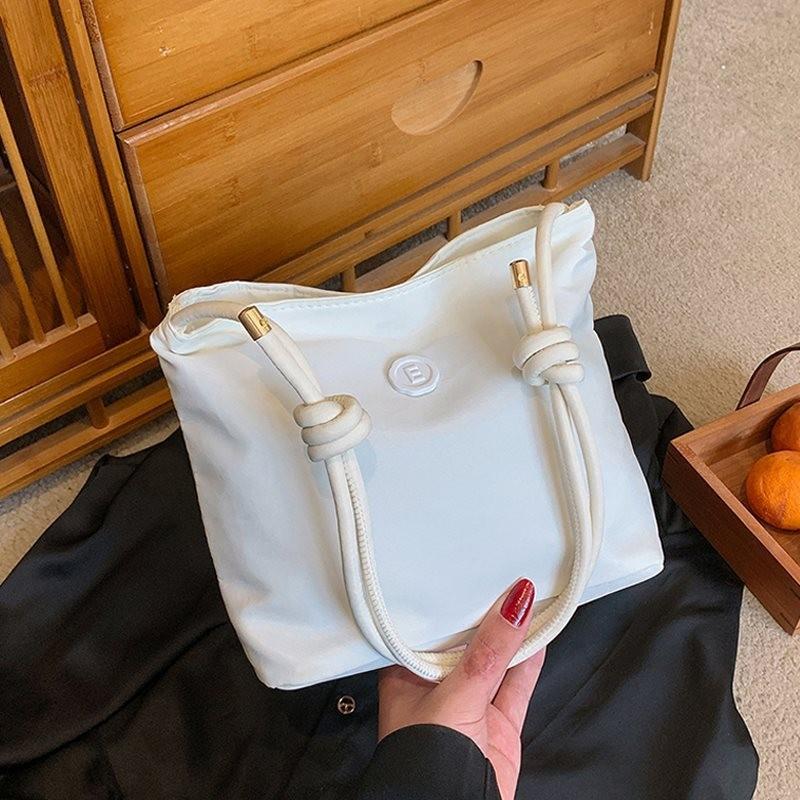 Versatile Minimalist Shoulder Bags For Women Soft Nylon Fabric In Elegant Pink And Black