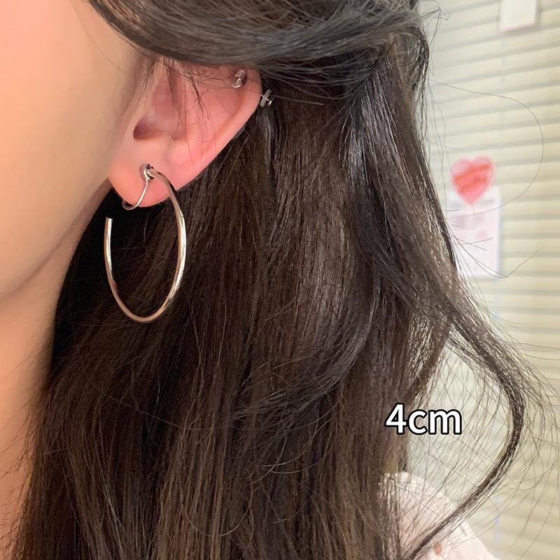 Large Hoop Earrings Without Ear Holes, Mosquito-scented Candle Holder, Ear Clips, Large Circle Shape, Round Face Jewelry