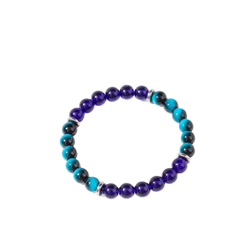 Festive Gifts Teal Stone Purple Glass Beaded Bracelet Modern Fashion Jewelry For Men Daily Wear Gift