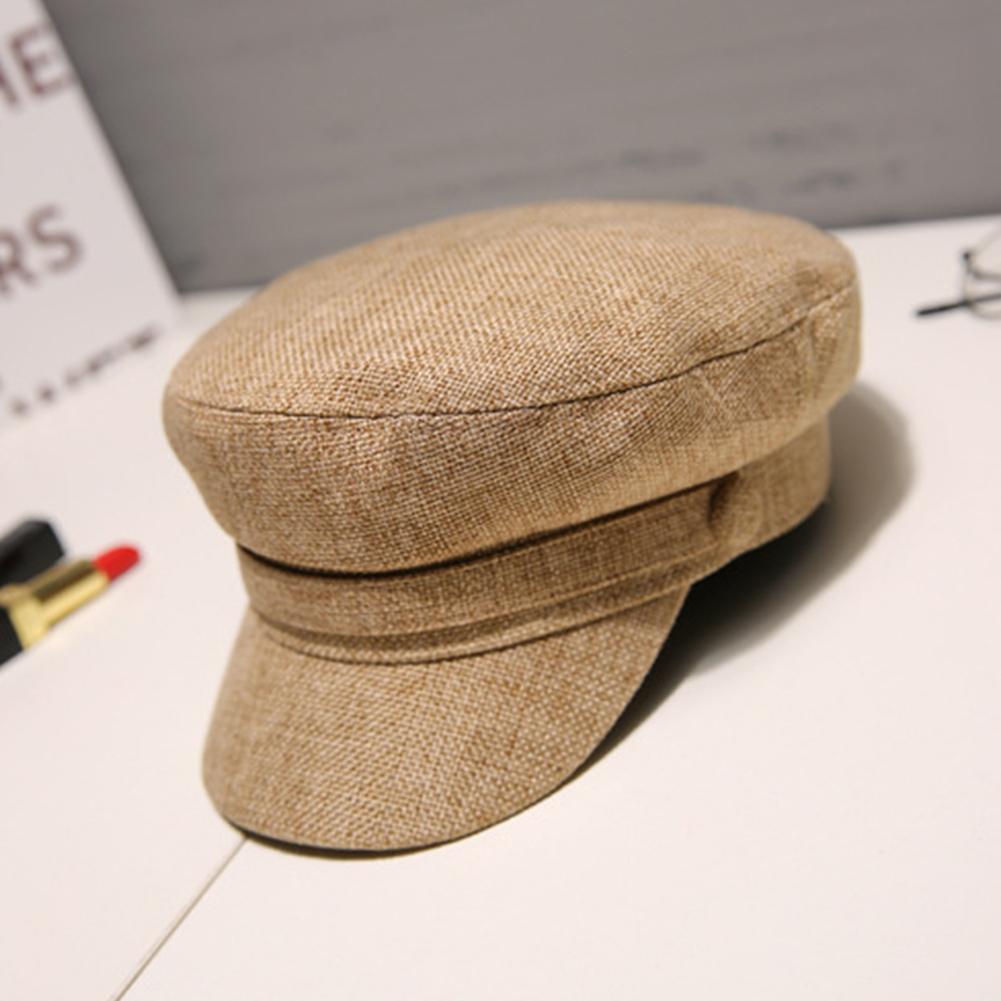 Women Men Cute Casual Outdoor Short Eaves Dome Cotton-flax Button Beret Hat Cap Unisex