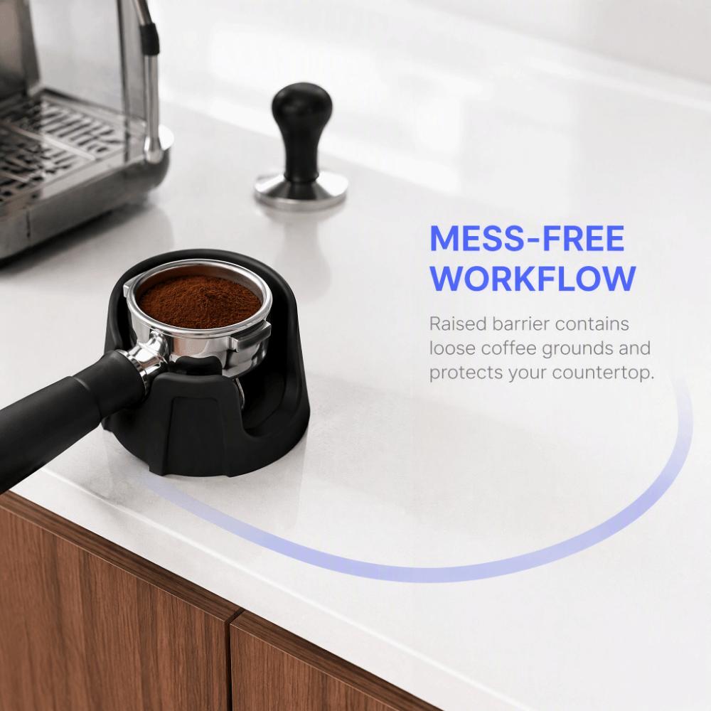 Black Espresso Tamping Station Anti Slip Portafilter Tamper Base for Ninja ES601 Coffee Bar Counter