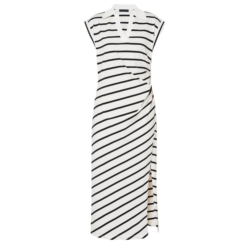 

MO&Co. Cotton Striped Polo Collar X-Line Dress S