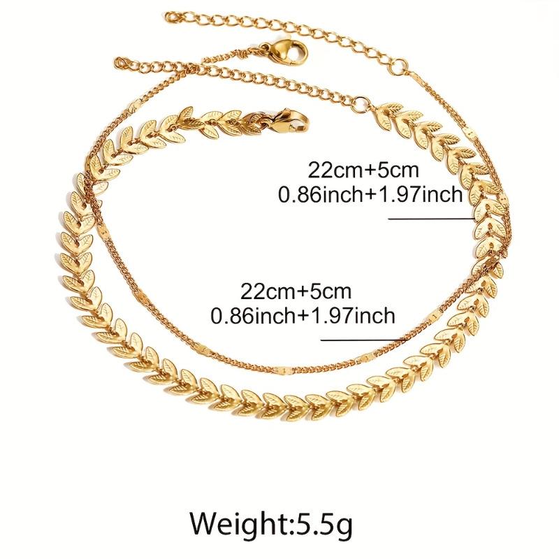 2 Pieces/set of Personalized Creative Leaf Shaped Ankle Chains, Women's Ankle Accessories, Beach Holiday Party Zircon Gifts