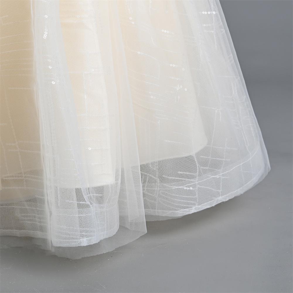 New Summer Girls' Sequin Mesh Princess Piano Performance Dress - Long Evening Gown