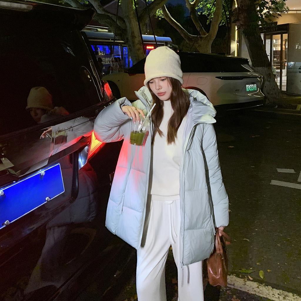 Winter New Mid-length Down-padded Jacket for Women Korean Style Loose College Style Cotton Jacket