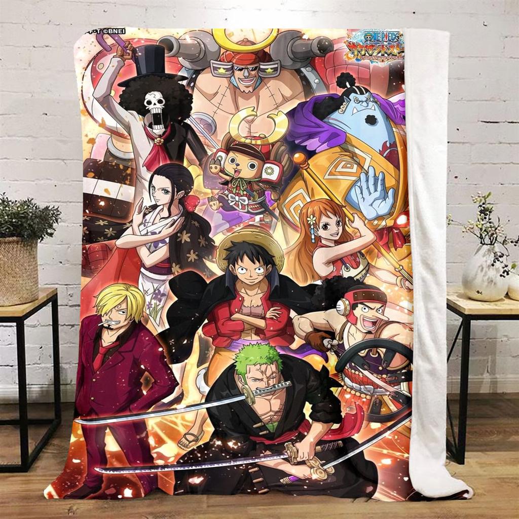 One Piece Luffy Print Blanket, High-quality Nap Blanket, Warm and Soft, Suitable for Sofas, Beds, Camping Trips, and Offices.