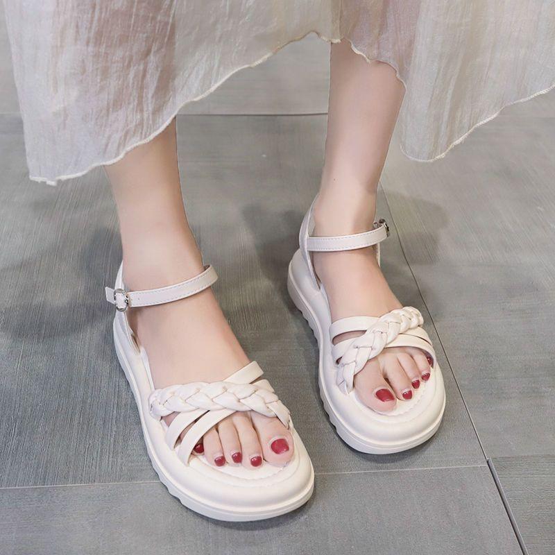 Footwear with Medium Heels Women's Shoes Beach Sandals for Woman Green Summer 2024 Rhinestones Diamond Platform Comfort Casual H