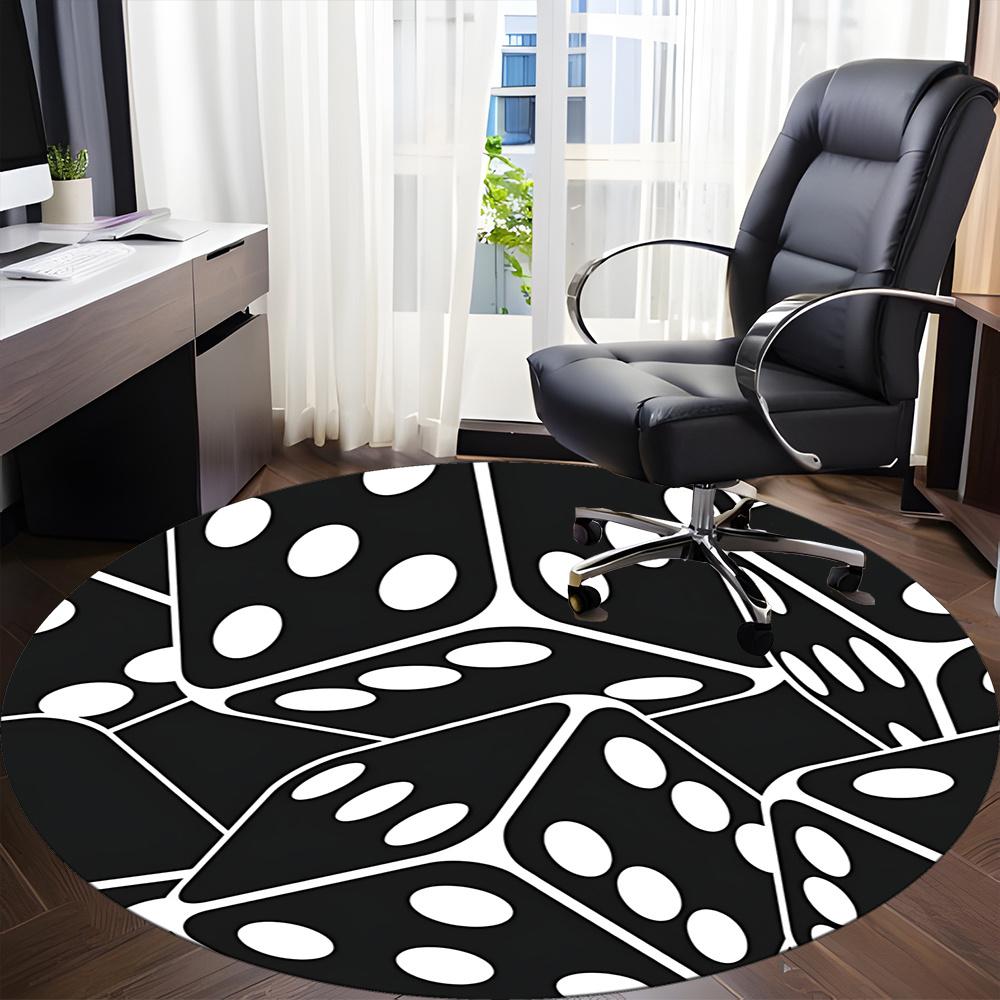 1pc Dice Pattern Office Round Area Rug, Indoor Mat Suitable ForOffice, Under Office Chairs Bedroom Living Room Home Decor, Room Decot248