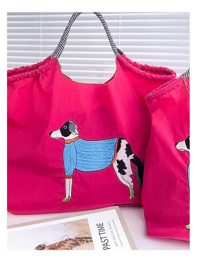 Women's Oxford Cloth Embroidered Handbag: Large Capacity, Nylon, Portable, Crossbody, and Shoulder Bag.