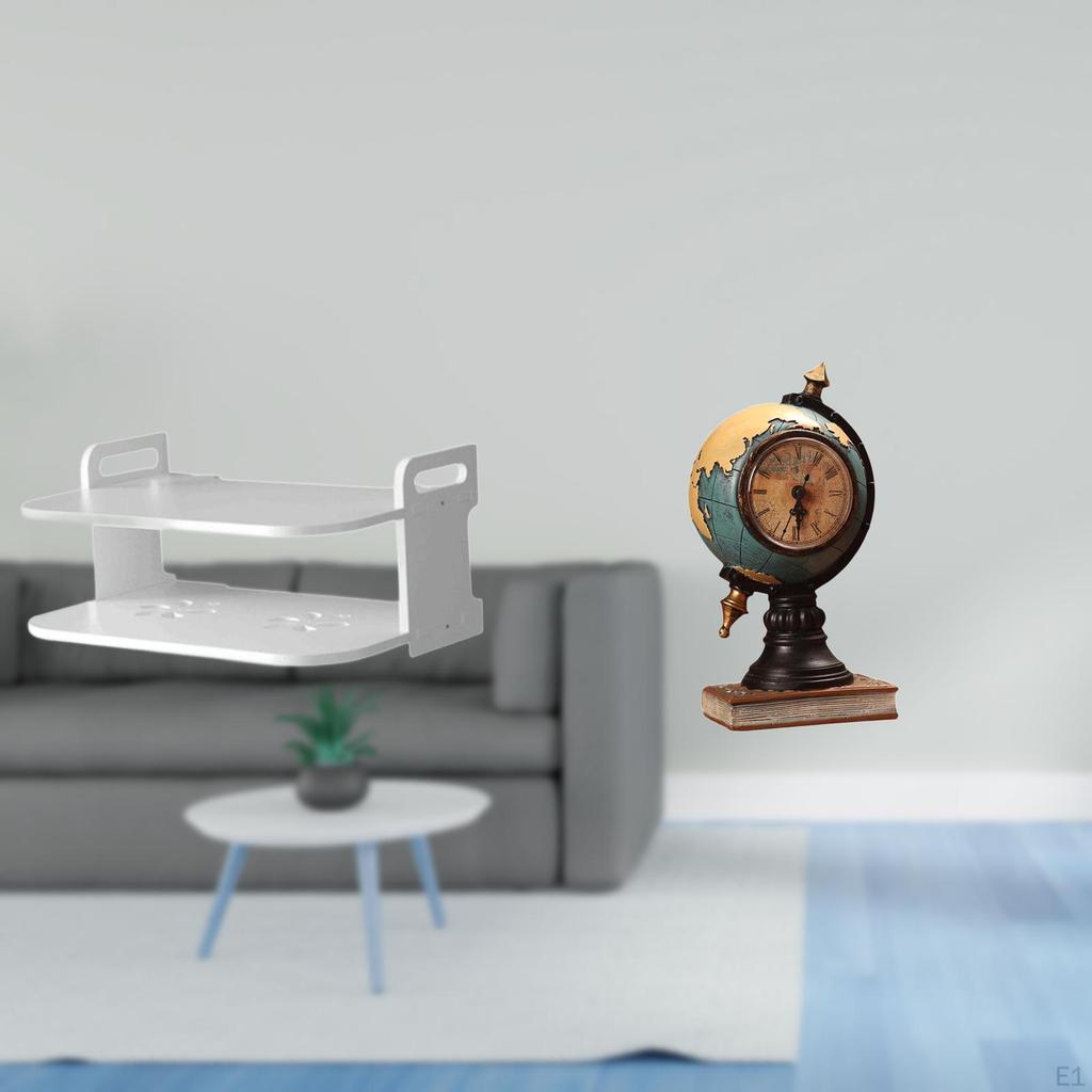 Router Storage Box Wall Mount Shelf Holder Multifunctional Globe Figurine Table Clock Made of