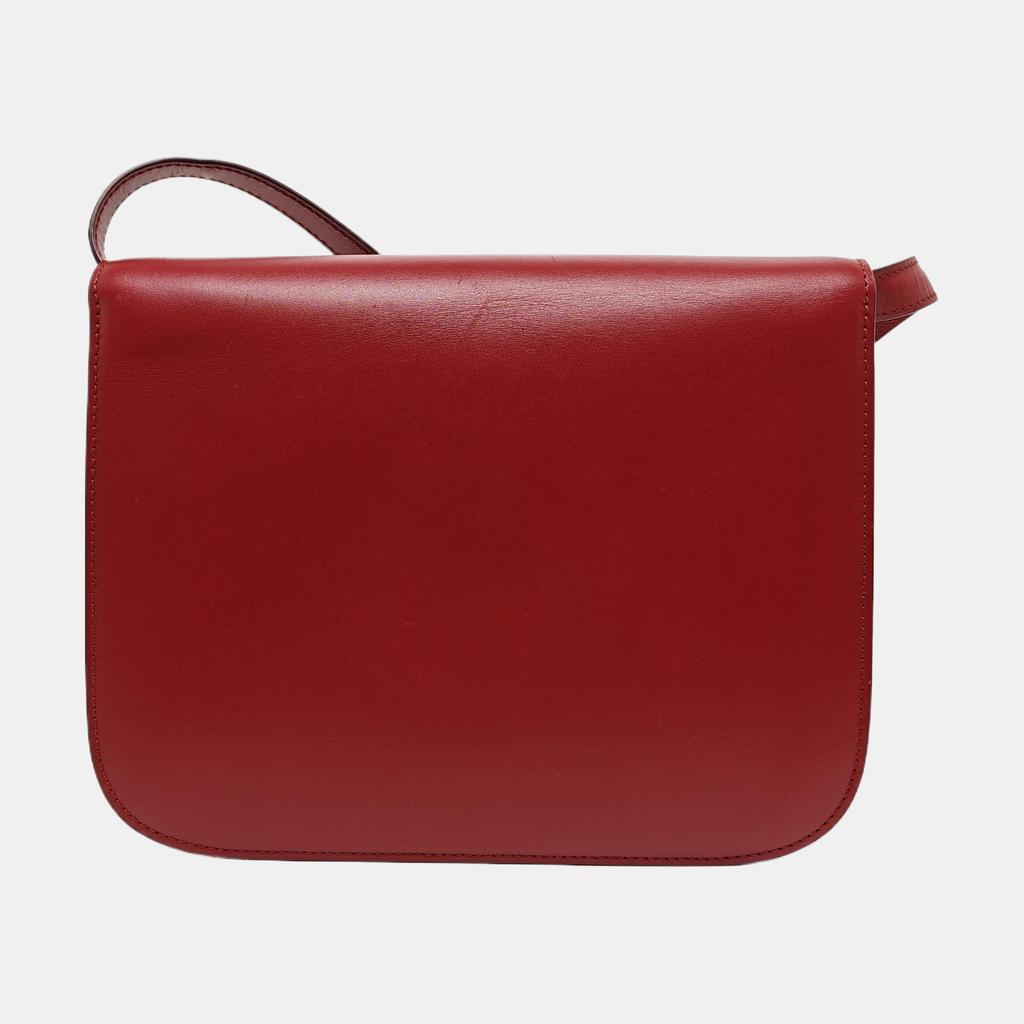 [Pre-Owned] Classic Box Solid Color Commuter Gold Buckle Polished Cowhide Handbag Tofu Bag Square Bag Shoulder Bag Crossbody Bag Medium - Good #ZC6PB9