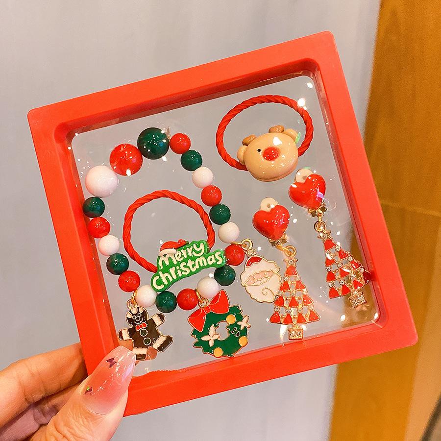 Children's Holiday Jewelry Set: Reindeer Bracelet, Ear Clip, & Ring - Perfect Christmas Gift