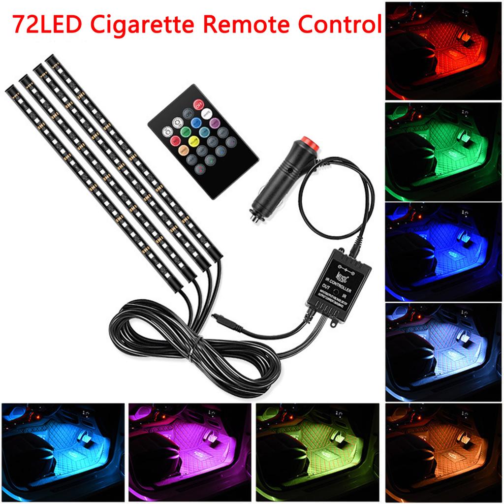 LED interiér auta pruh ambientního nožního světla Sada neonové osvětlení Sada podsvícení s aplikací USB Remote App Ovládání hudby Automatické RGB dekorativní lampy