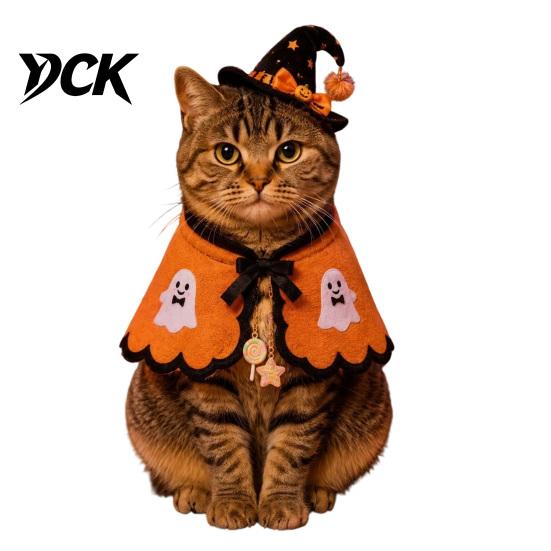 Costume di Halloween per Piccoli Animali Domestici, Costume da Strega per Gatti, Mantello Fantasma Carino, Abbigliamento Morbido Divertente per Animali Domestici, Tenuta per Festival, Mantello Cosplay per Gattini, Festa di Natale