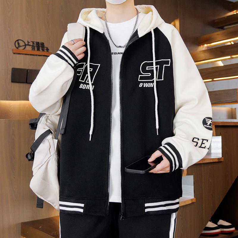 Trendig huvtröja för män: Lös casual sweatshirt för vår/höst, mångsidig långärmad topp