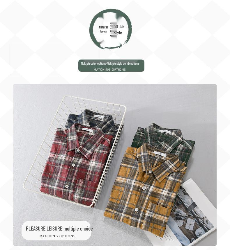 Men's Plaid Casual Long Sleeve Shirt - Versatile and Stylish for Spring and Autumn (Style 6120).