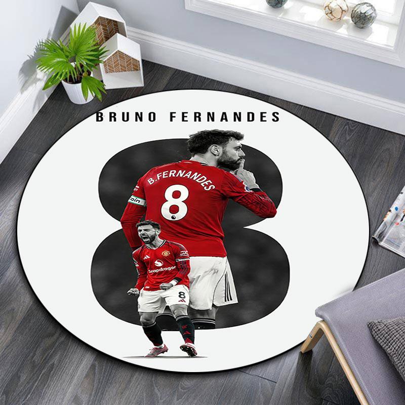 Bruno Fernandes pattern round rug,Carpet Rug for Living Room Bedroom Playroom ,Non-slip Floor Mat,Holiday Gifts and Birthday Gifts.