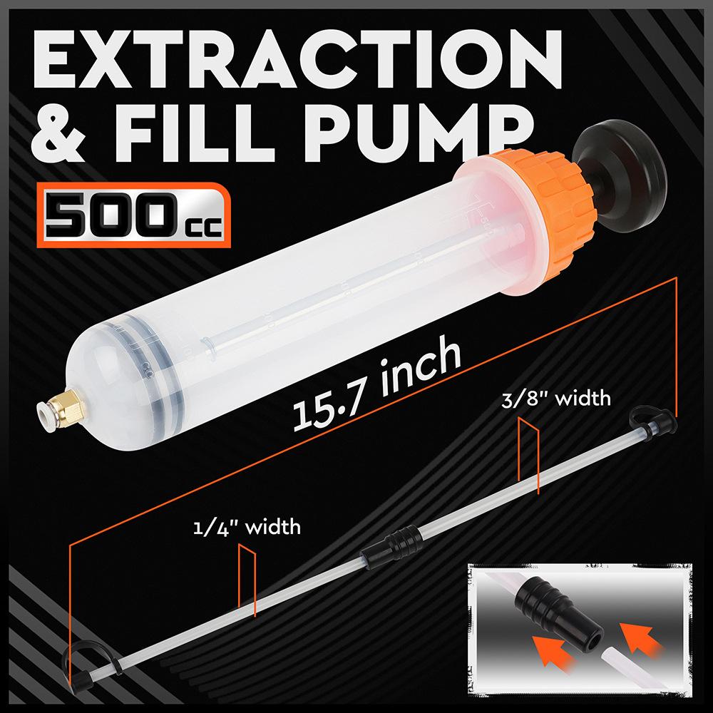 500CC Automotive Fluid Extractor Pump Efficient Vacuum Capacity Oil Inhalation Large Syringe Hose Syringes With Change Manu B3G3