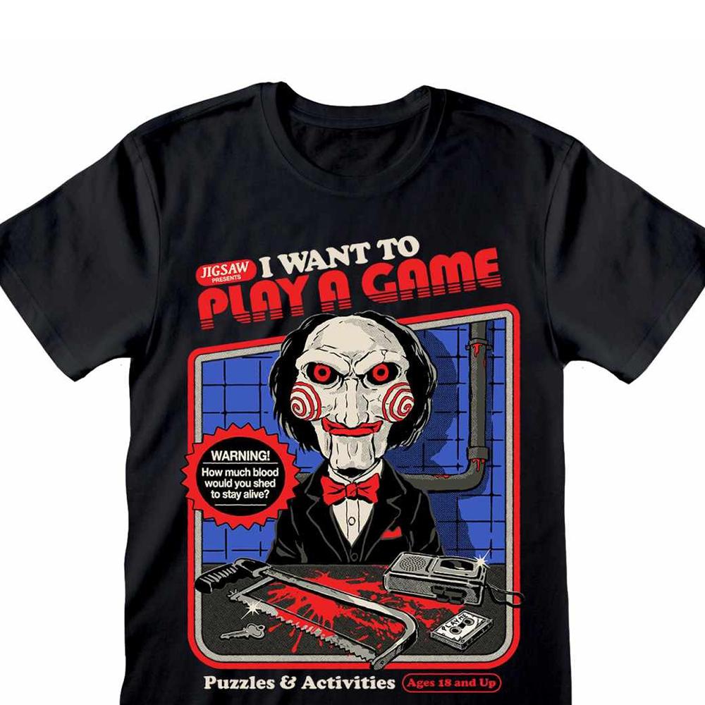 Steven Rhodes Unisex Adult I Want To Play A Game Saw T-Shirt