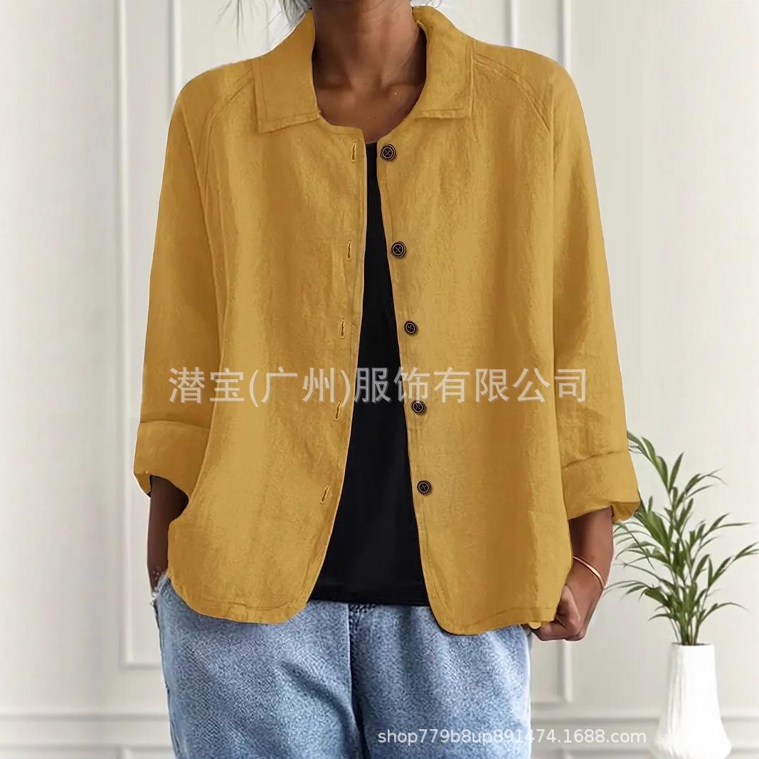 

Блейзер с рукавом 3/4, красными пуговицами и лацканом с вырезом для женщин XXXL имбирный