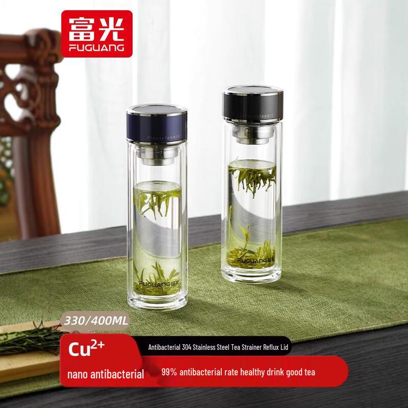 Fuguang Double-Wall Antimicrobial Borosilicate Glass Tea Cup